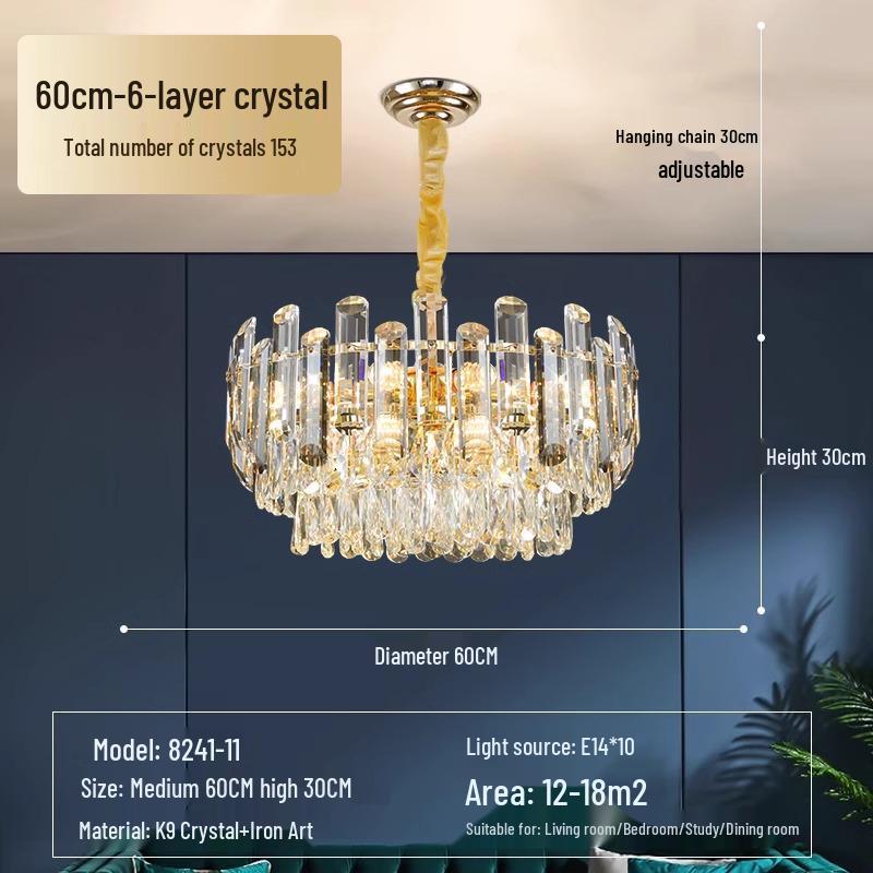 2025 Modern Crystal Chandelier: Minimalist Luxury Light for Living Room, Dining Room, and Bedroom