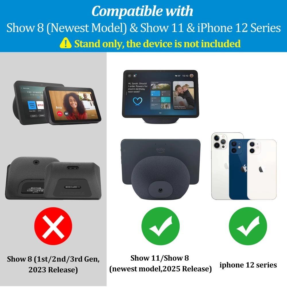 SPORTLINK Verstellbarer Neigbarer Schreibtischständer für Echo Show 11/Show 8 2025 Release Magnetische Basis Anti-Rutsch Silikonhalter Home Office
