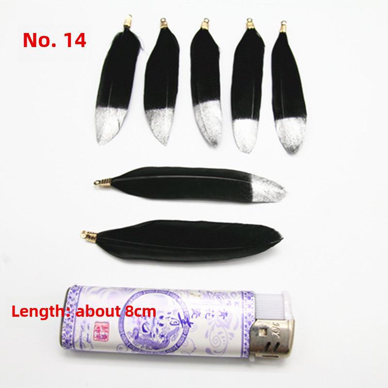DIY Feather Jewelry Accessories: Large Floating Gold Feather, Small Straight Knife, Spray Gold Gradient Feather