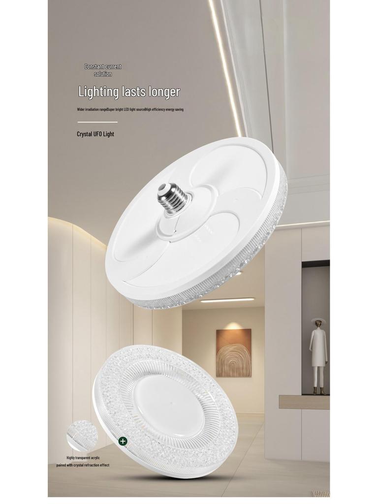 Dimmable E27 LED Crystal UFO Chandelier Light for Home