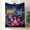 "Anime Warriors with Powers Illustration Flannel Blanket for Bedroom Living Room Sofa and Nap"