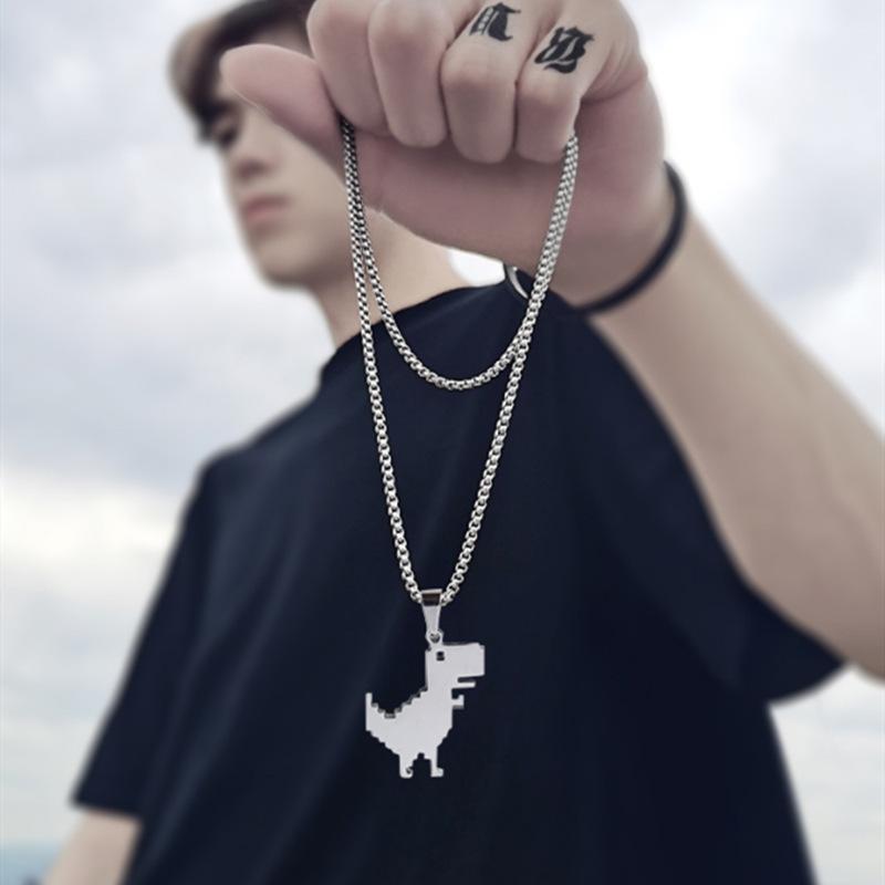 

New necklace male little dinosaur pendant ins hip hop trendy pendant summer niche design trend pendant chain