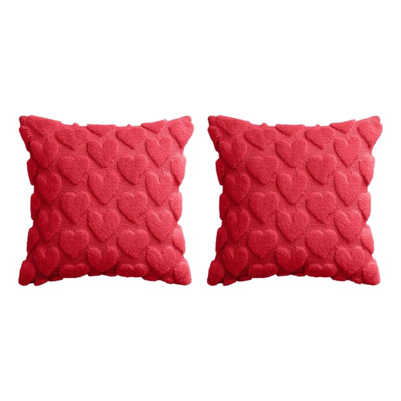 Set of 2 Valentines Day Pink Plushes Pillow Cover Soft Decorative Cushions Case for Home Decoration Pillowcase for Sofa