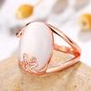 Huitan Funny Gecko Ring for Women Paved Big Oval Imitation Opal Stone Daily Wear Personality Girls Accessories Statement Jewelry
