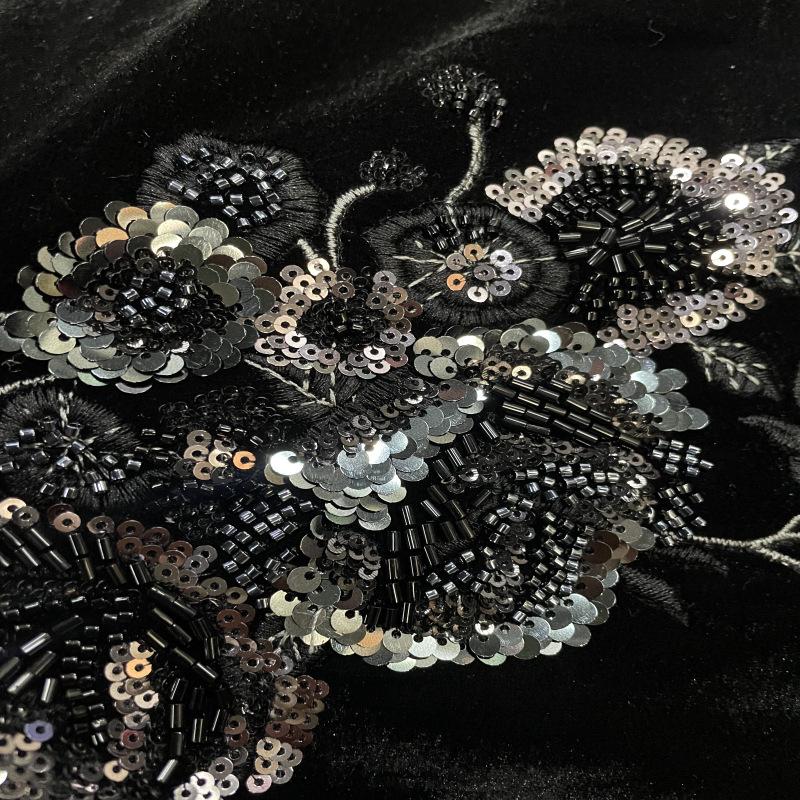 Velvet-backed bead tube + large and small sequins, women's skirt, cheongsam dress, coat, beaded embroidery fabric