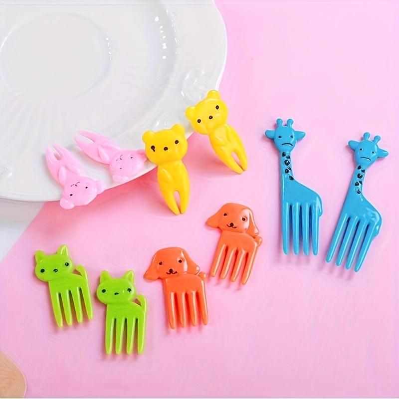 

10Pcs cute animal fruit dessert forks, reusable ABS tableware for holiday party decoration Random Color-10pcs/set