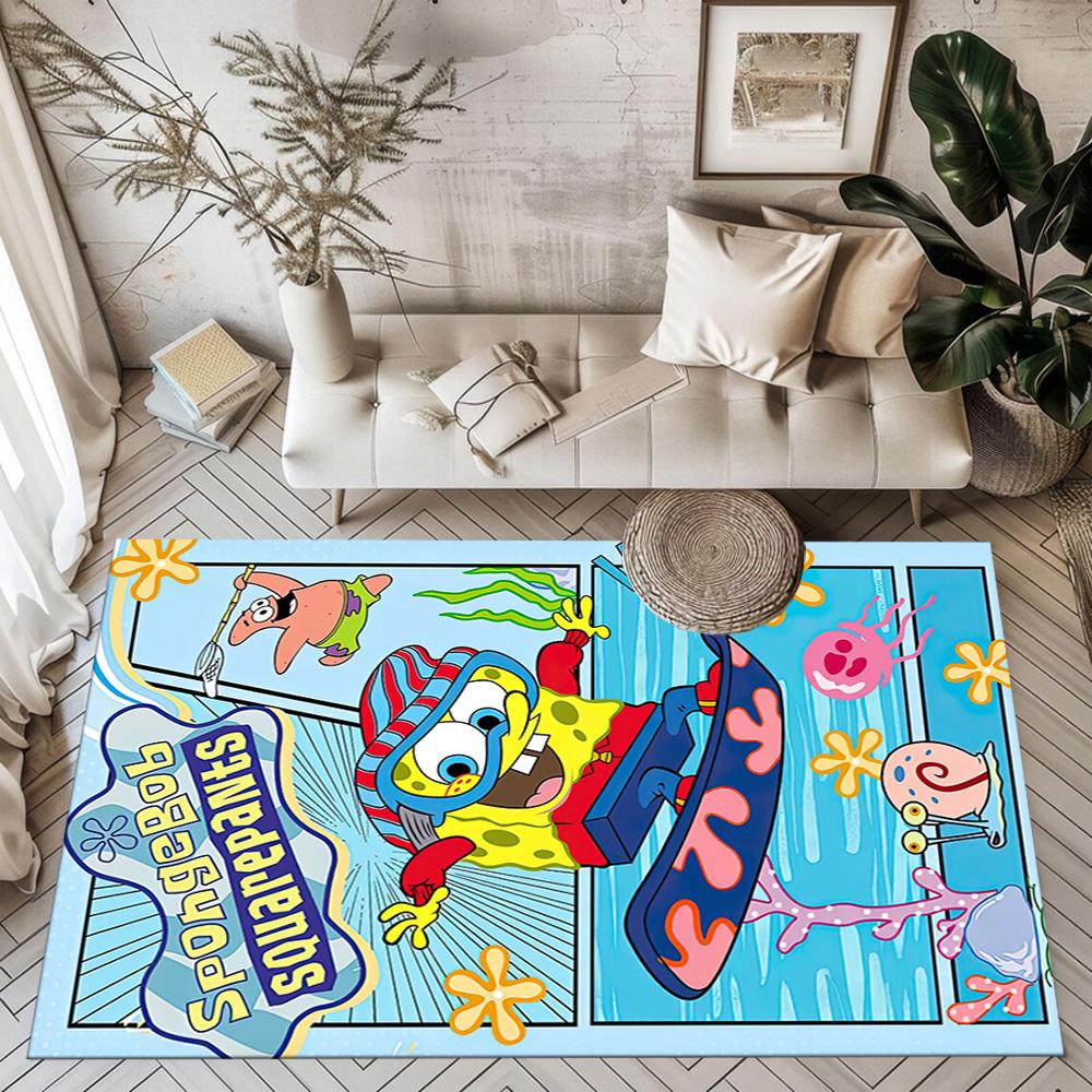 Spongebob And Friends Adventure Square Rugs Are a Great Choice for Living Rooms, Bedrooms, Home Décor, and As Gifts.