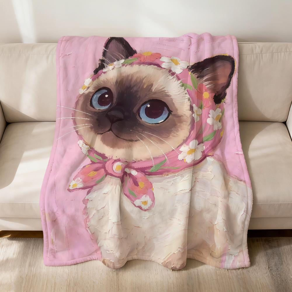 kawaii cartoon Kitten Cat with a Hood Flannel soft warm plush blanket sofa living room pet hogar bedroom gift home Car portable