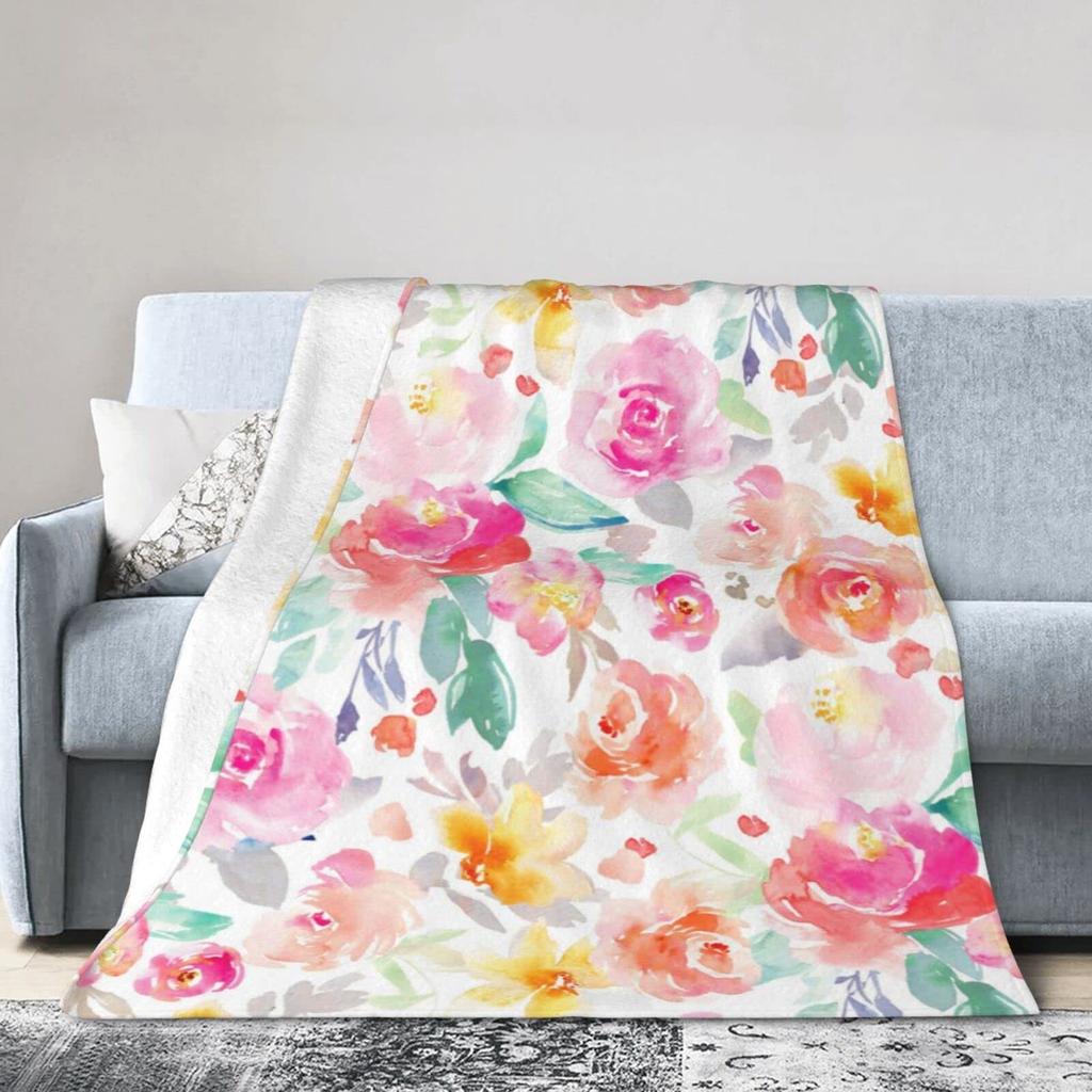Colored Roses Printed Blanket for Sofa Bed Travel Camping Living Room Office Conditioning Blanket for All Seasons Gifts
