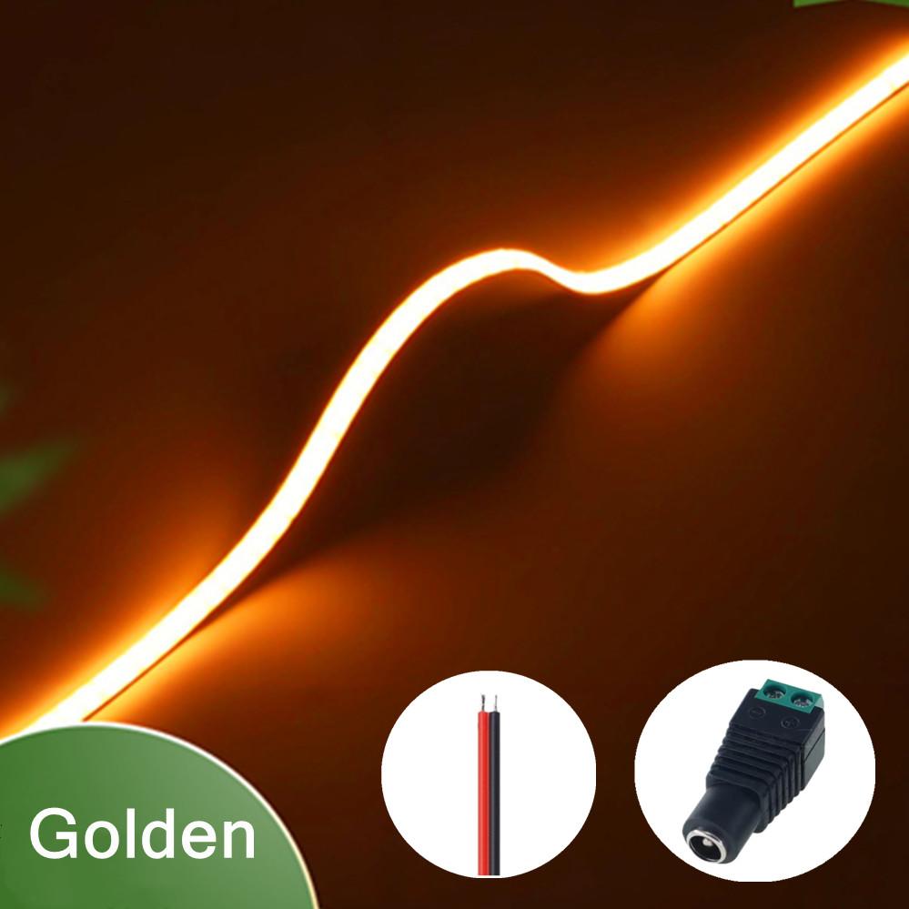 

3mm Ultra Thin 12V Colorful COB LED Strip Dimmable 3000K 4000K 6000K High Density Flexible Light 400LEDs For DIY Home Decor Lamp 3mm&1m золотий