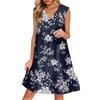 Women's Casual Fashion Breathable V-neck Vest With Pockets Floral Holiday Dress