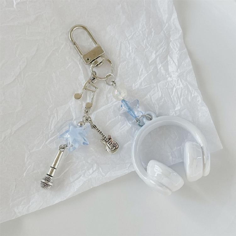 Vibrant Headphone Charm Keychain Keyring Phone Chain Featuring Musical Notes For Birthday Presents and Decorations