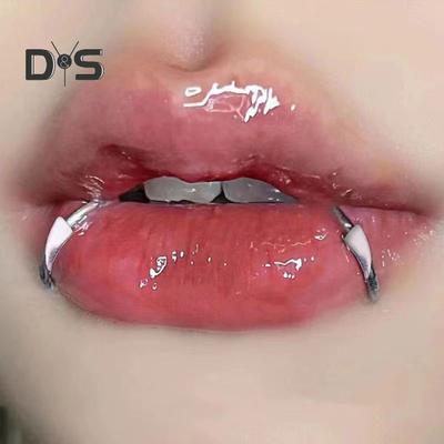 2 Paar Lippennägel, Halloween, Cosplay-Fangzähne, Edelstahl, glatt, nicht durchdringend, poliert, für Maskerade-Partys, Shows, Lippenschmuck, Lippenstecker