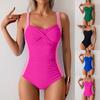 2025 Women One Piece Swimsuit Korean Blue Beach Wear Tummy Control Bathing Suit Female Backless Monokini Padded Swimming Pool