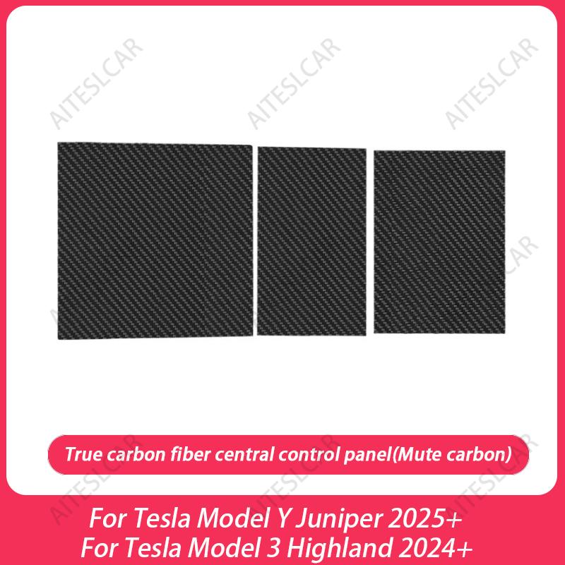 100% Real Carbon Fiber Central Control Panel Cover for Tesla Model Y Juniper/Model 3+ Highland Patch Sticker Car Accessories