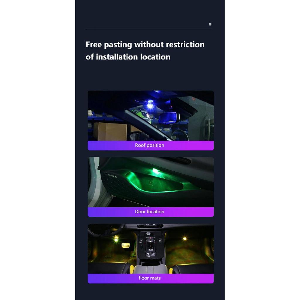 Wireless Adhesive LED Car Interior Ambient Light Remote Control Decor Auto Roof Foot Atmosphere Lamp Bicycle Tail Light