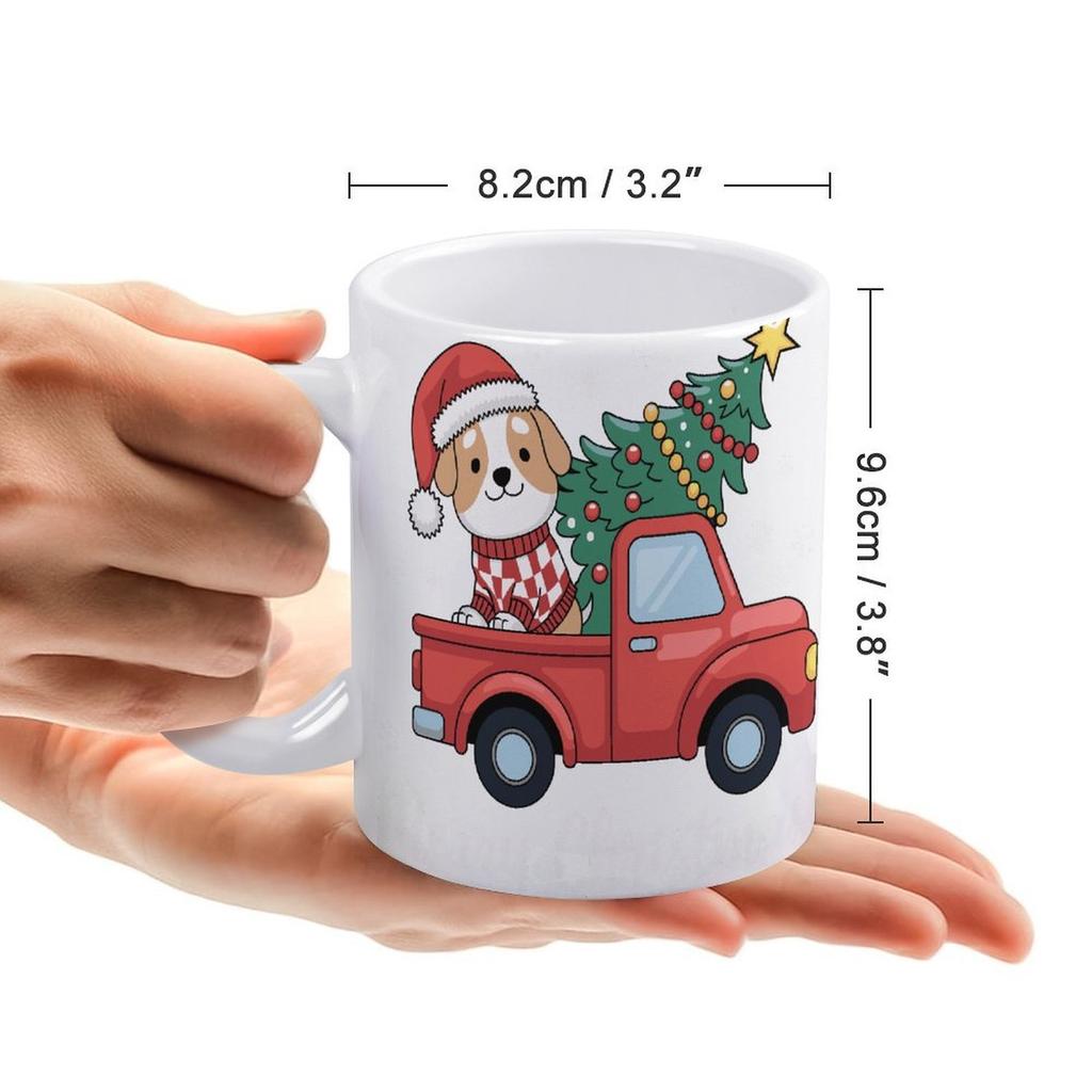 11oz Weiße glänzende Tasse mit beidseitig bedrucktem Design, Hitzebeständige Keramiktasse für täglichen Kaffee, Tee und entspannende Momente