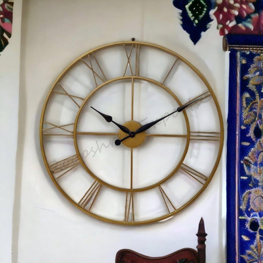 Uhr Handgefertigt Extra Große Analoge Wanduhr/Messingfarben / 30 Zoll (75 Cm'S)