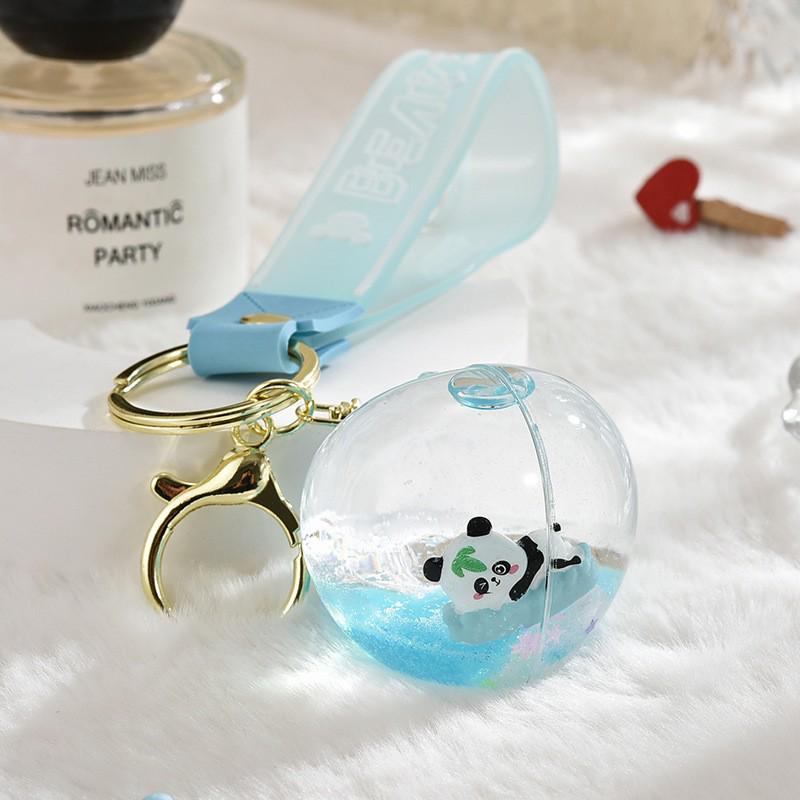 Creative Cartoon Panda Floating Bottle Keychain – Cute Bag Pendant Toy