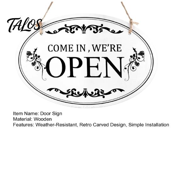 Retro Vintage Door Decor Wooden Open Closed Sign, Double-Sided Hanging Sign with Plaque Frame, Waterproof Storefront Business Indicator, Shop