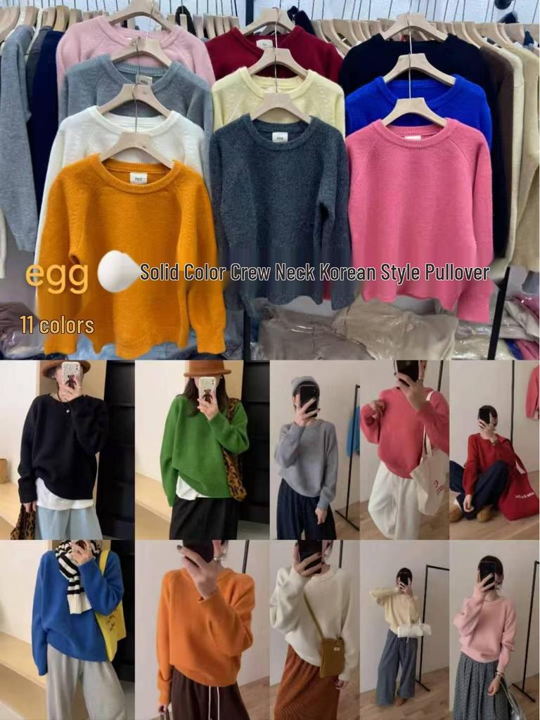 Women's 2025 Autumn/Winter Korean Style Loose Round Neck Knit Sweater