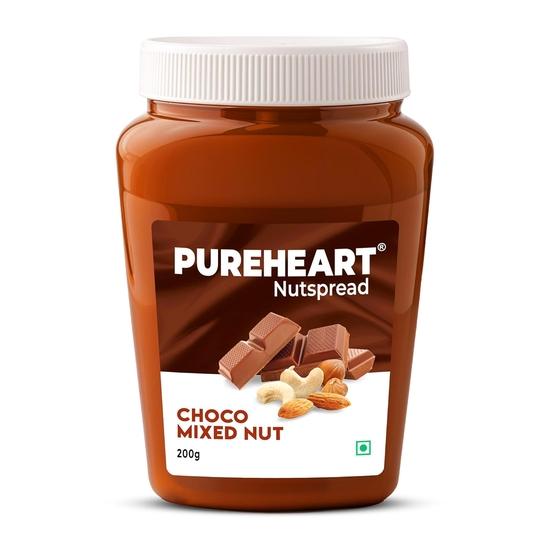 Pureheart Nut Spread Choco Mixed Nut (200 gm) Nutty Chocolate Spread for Breakfast, Delicious, Smooth & Creamy Snack 200GM