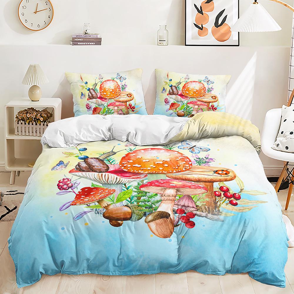 Three-Piece Mushroom Forest Quilt Set Two-Piece Bedding Set