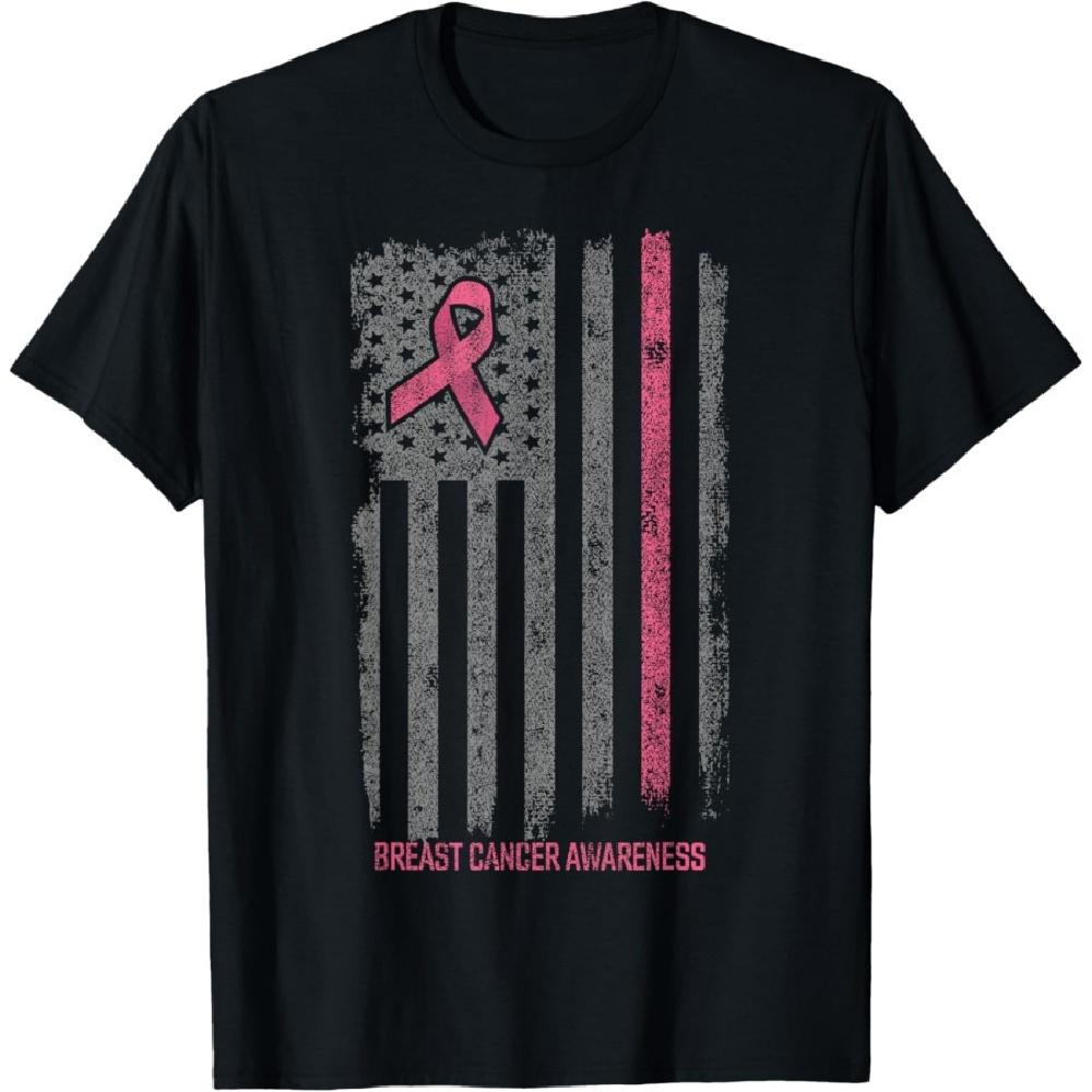 

Breast Cancer Shirts American Flag Breast Cancer Awareness T-Shirt XXXXXL чорний
