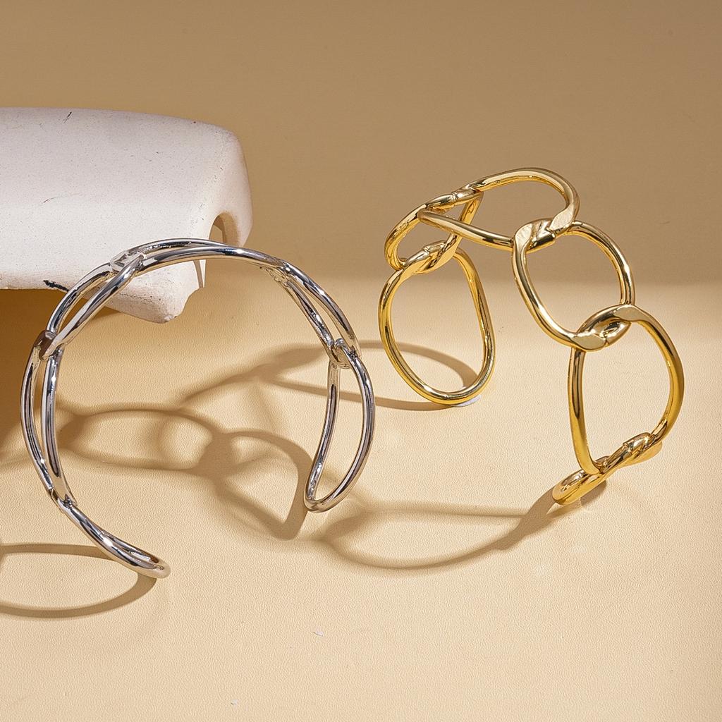 Metallic irregular geometric winding open bracelet unique personality jewelry