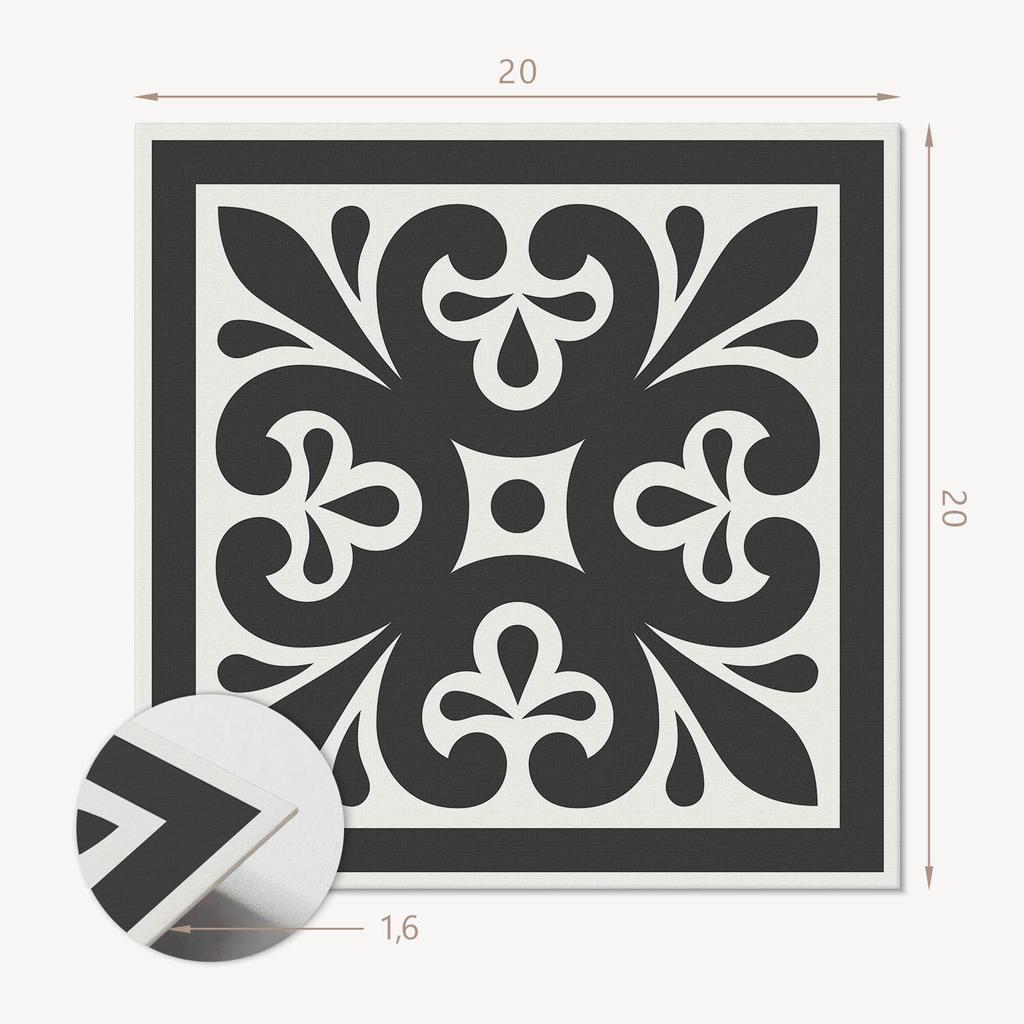 Komplet Kafelków Winylowych Z Dekorem Do Kuchni Lub Łazienki Wzór Z Eleganckimi Motywami 20X20X20 Cm