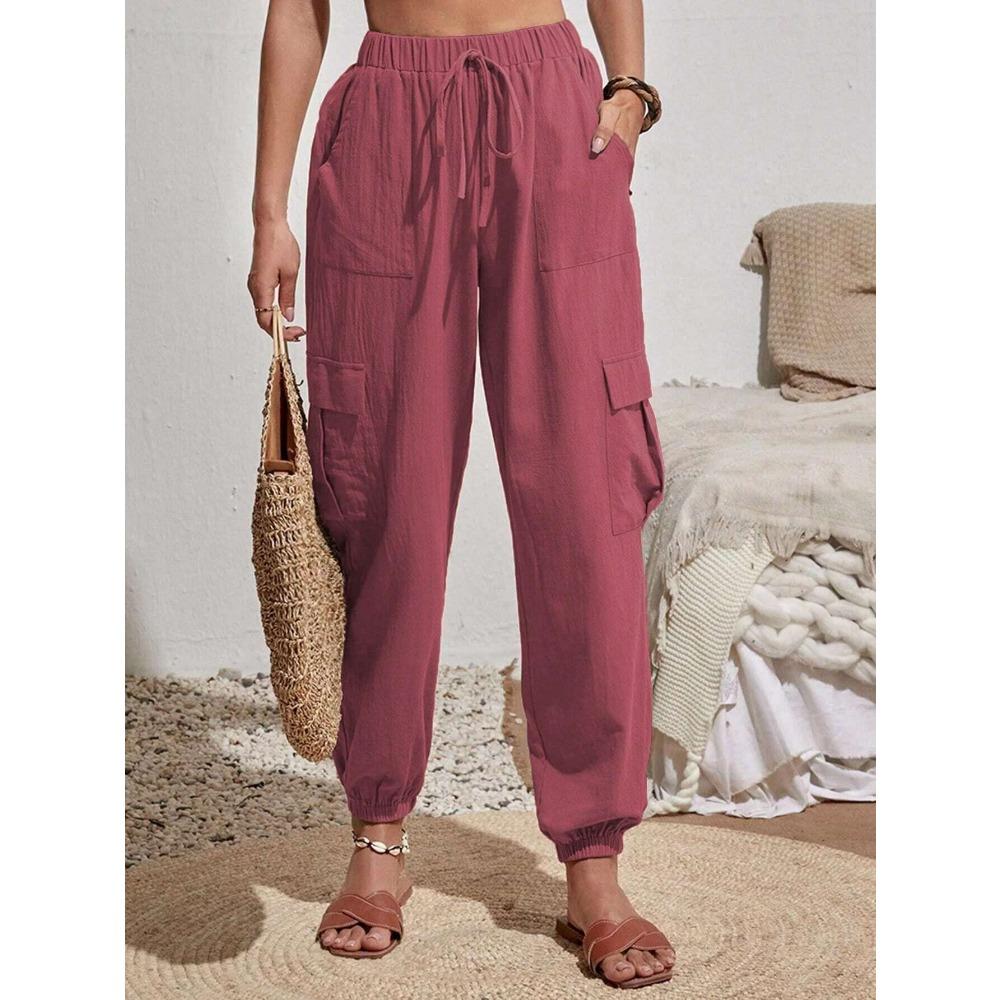Women Solid Color Women Pants Pocket Women's Pants Spring Summer Collection Pocket Workwear Womens Pants