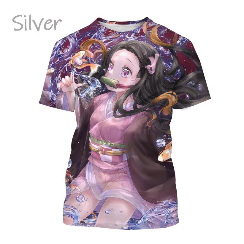 Letní tričko Kamado Nezuko 3D Personality Anime Print Móda Muži a ženy Demon Slaye Hip-hop tričko s krátkým rukávem Harajuku