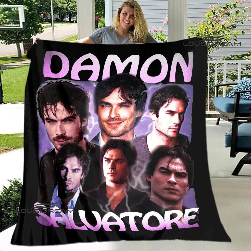 The Vampire Diaries Damon Salvatore Decken warme Flanelldecken Picknickdecke Heimreise Decke Bettwäsche Geburtstagsgeschenk