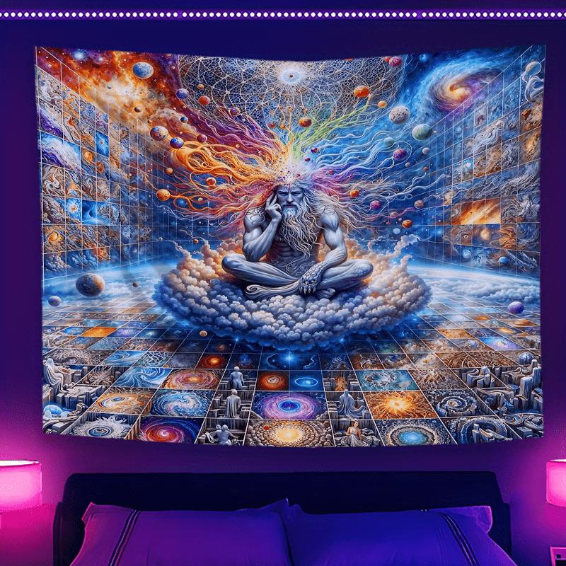 Psychedelic God Tapestry Trippy Universe Wall Hanging for Bedroom Living Room Hippie Room Decor Aesthetic 100X70CM