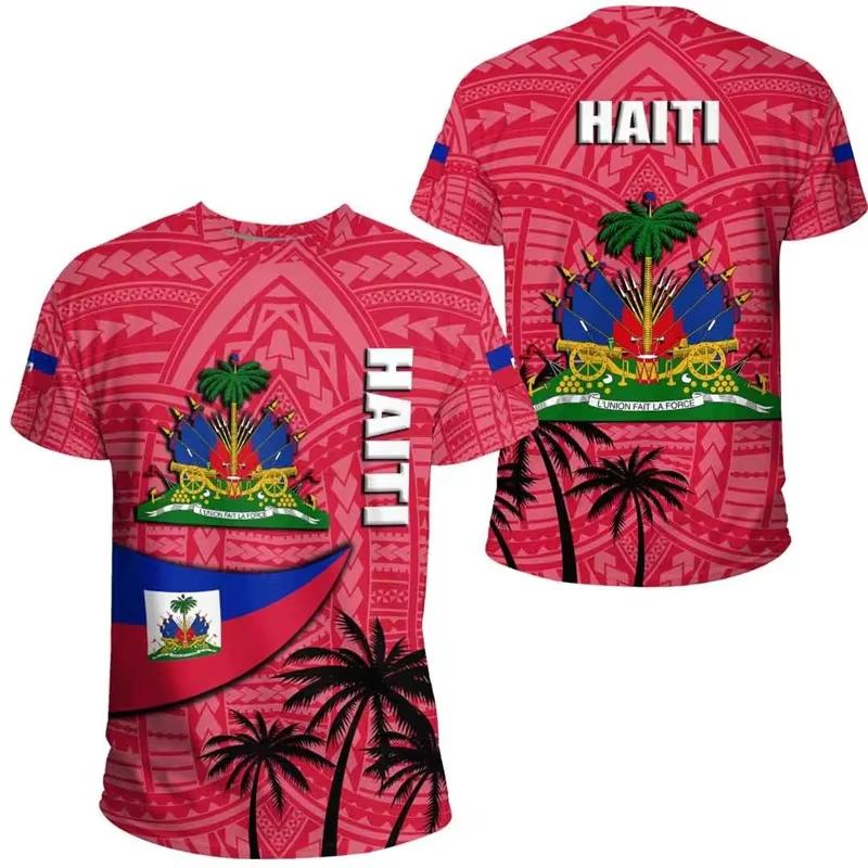 HAITI Flag 3D Print Sports Quick-dry Breathable Men T-shirt Outdoor Football Jersey Team Short-sleeve Parent-child Top Clothes