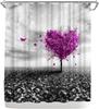 Natural Heart Shaped Tree Shower Curtain Polyester Fabric Bathroom Decoration Waterproof Shower Curtain 180X180Cm