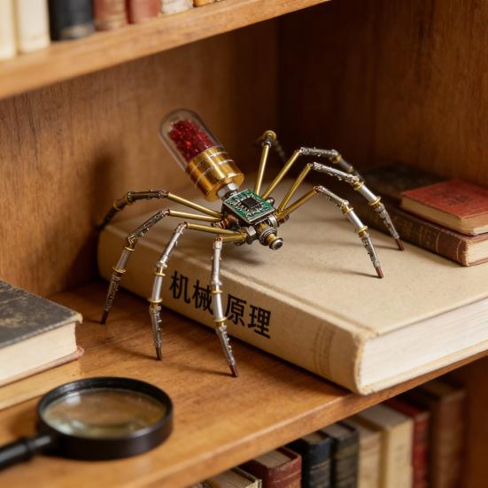Model Păianjen Mecanic Steampunk Ornament Păianjen Metalic 3D Steampunk Kit Asamblare Păianjen Puzzle DIY Cadou Iubitor de Păianjeni Copii Adulți