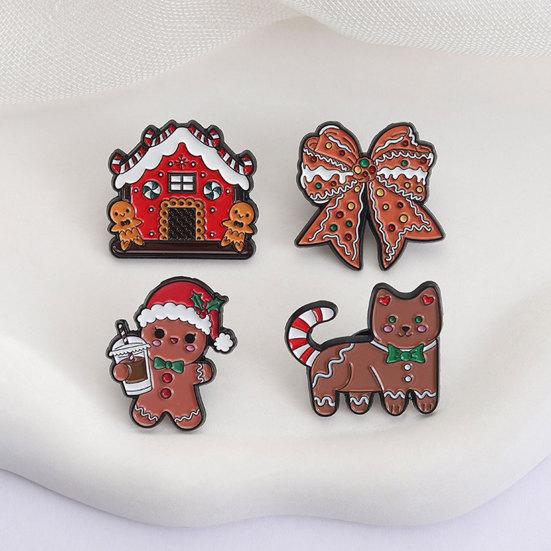 Yousheng Brooch Pin, Gingerbread Man Design Lapel Pin, Enamel Glaze Bright Color Badge with Standard Safety Pin, Christmas Colors Festive Accessory