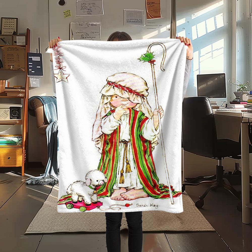 1 Stück SaraKey bedruckte Flanelldecke, Hohe Qualität für alle Jahreszeiten, Heimdekoration, Wärme und Komfort, Perfekt für Weihnachtsgeschenke