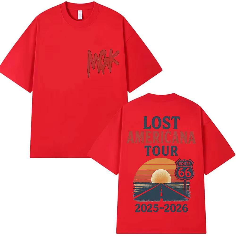 MGK Lost Americana Tour 20252026 Grafik T-Shirts Herren Damen Harajuku Vintage Oversized T-Shirts Sommer Herren Baumwoll Tops T-Shirt