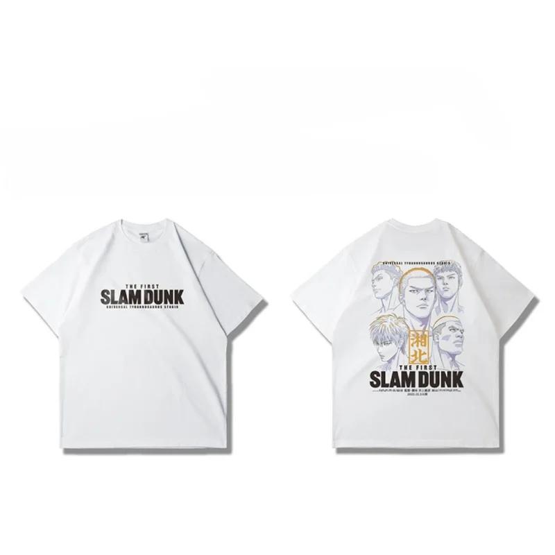 Japanese Anime Slam Dunk Master Big Movie Blockbuster Short Sleeve T-shirt Summer Loose 100% Cotton Sakura Ikebana