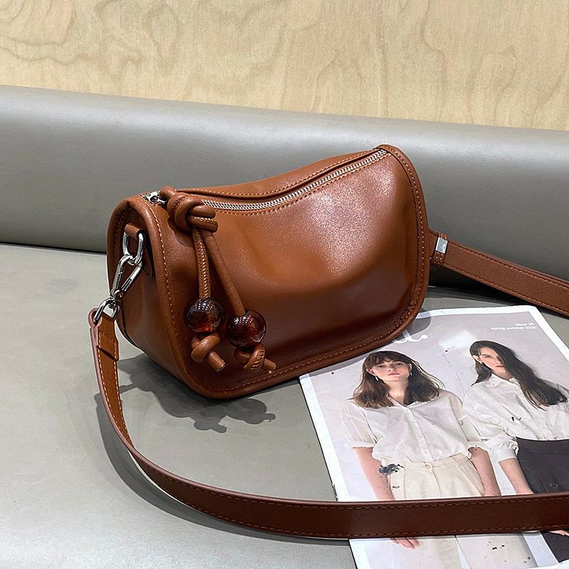 Genuine Leather Women's Bag Boston Bag Shoulder Bag Versatile Crossbody Bag Women's Pillow Bag