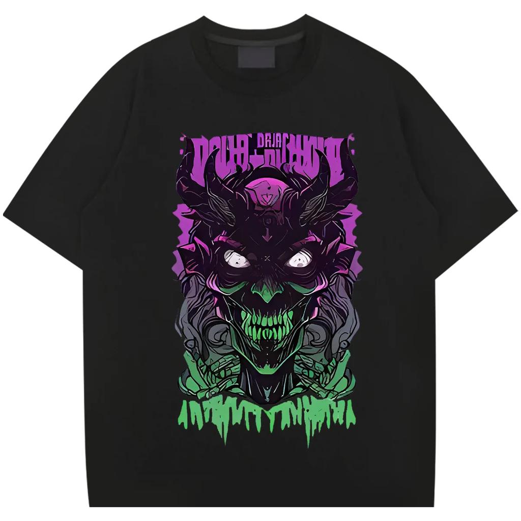 Purple Demon Tees Oversized Milk Fiber T-shirt Hip Hop Style For Men‘s Tops Graphic Printing Tshirt Streetwear Tshirt