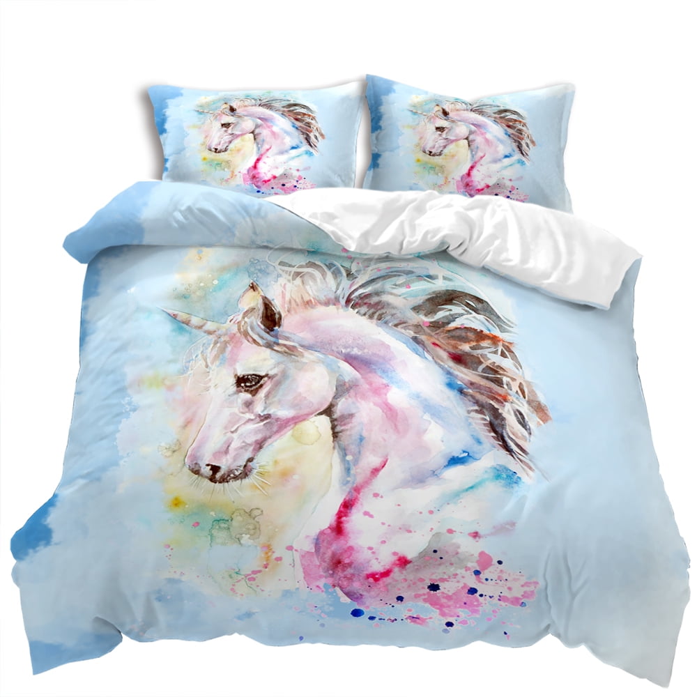 Comforter Digital Printed Unicorn Design Queen Size Bedding Girl'S Not Fading Soft And Comfortable.