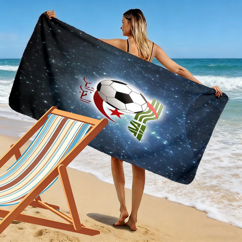 Algeria National Football Team Print Beach Towel, Large Soft Quick Dry Towel for Beach Camping Swimming