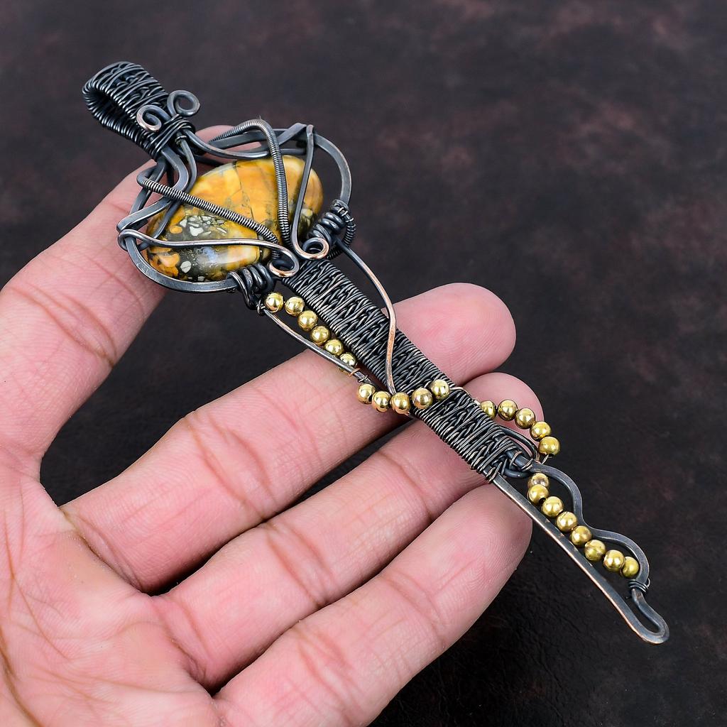 Maligano Jaspis Anhänger Kupferdraht umwickelter Schmuck Original Edelstein Anhänger Schlüsselanhänger Kupferdraht umwickelter Anhänger Handgefertigter Schmuck zum Geschenk