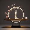 Large Size Backflow Incense Burner with LED Light Chinese Style Ceramics Monk Sandalwood Incense Holder for Home Decor Ornaments