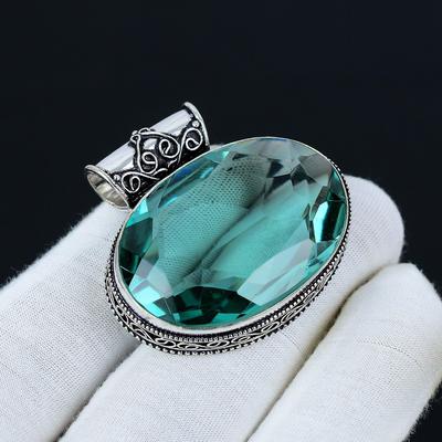 Green Apatite Pendant, 925 Sterling Silver Pendant, Handmade Jewelry Pendant, Antique Pendant, Apatite Gemstone, Pendant Gifts For Mother