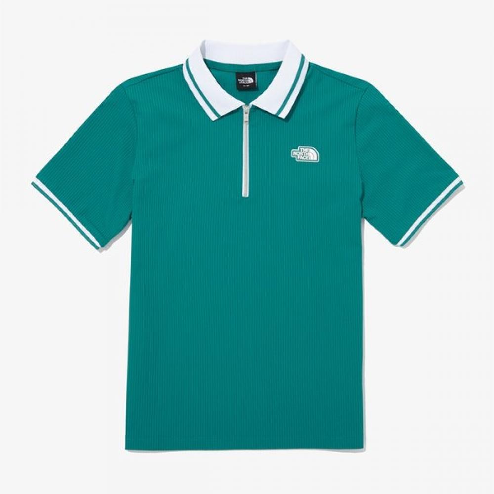 The North Face Women S Ice Field Short Sleeve Zip Polo Nt7pq37c GREEN/085