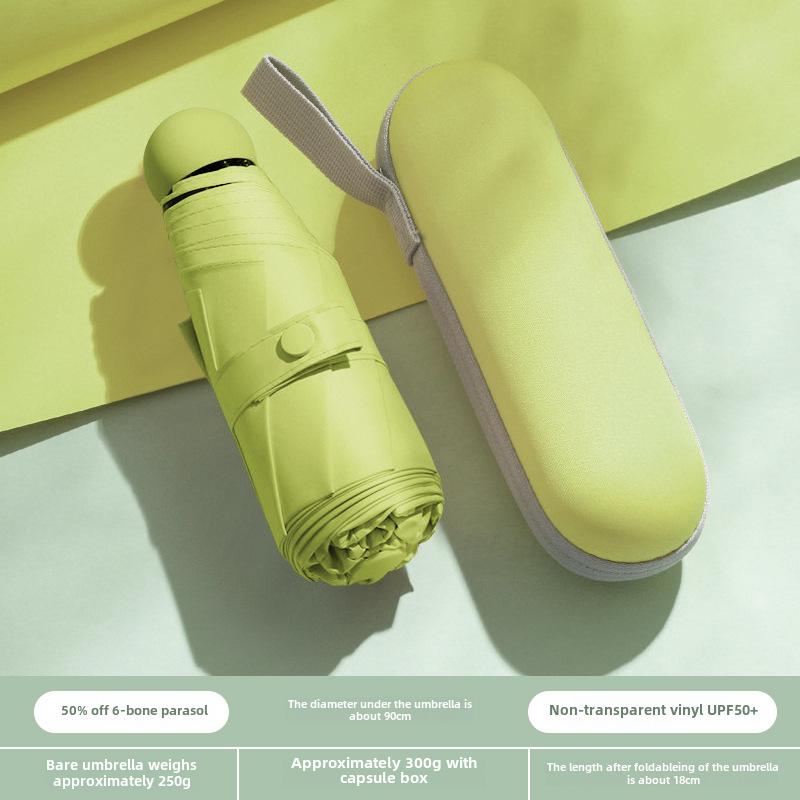 Compact Dual-Use Capsule Umbrella: Portable, Foldable, Lightweight, Sun & Rain Protection